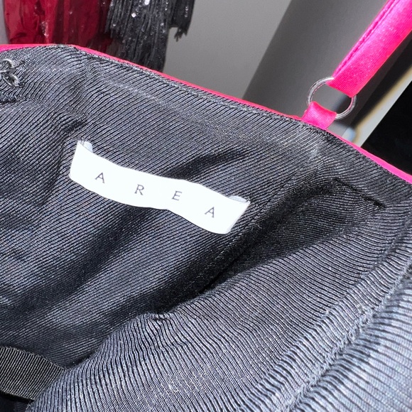 AREA NYC Hot Pink Bow Crystal Silky Mini Dress - Picture 11 of 13